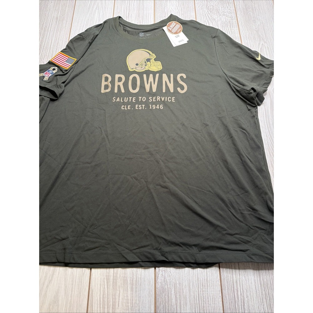 New Nike Cleveland Browns Mens Salute To Service Shirt Size 4XL On Field Green